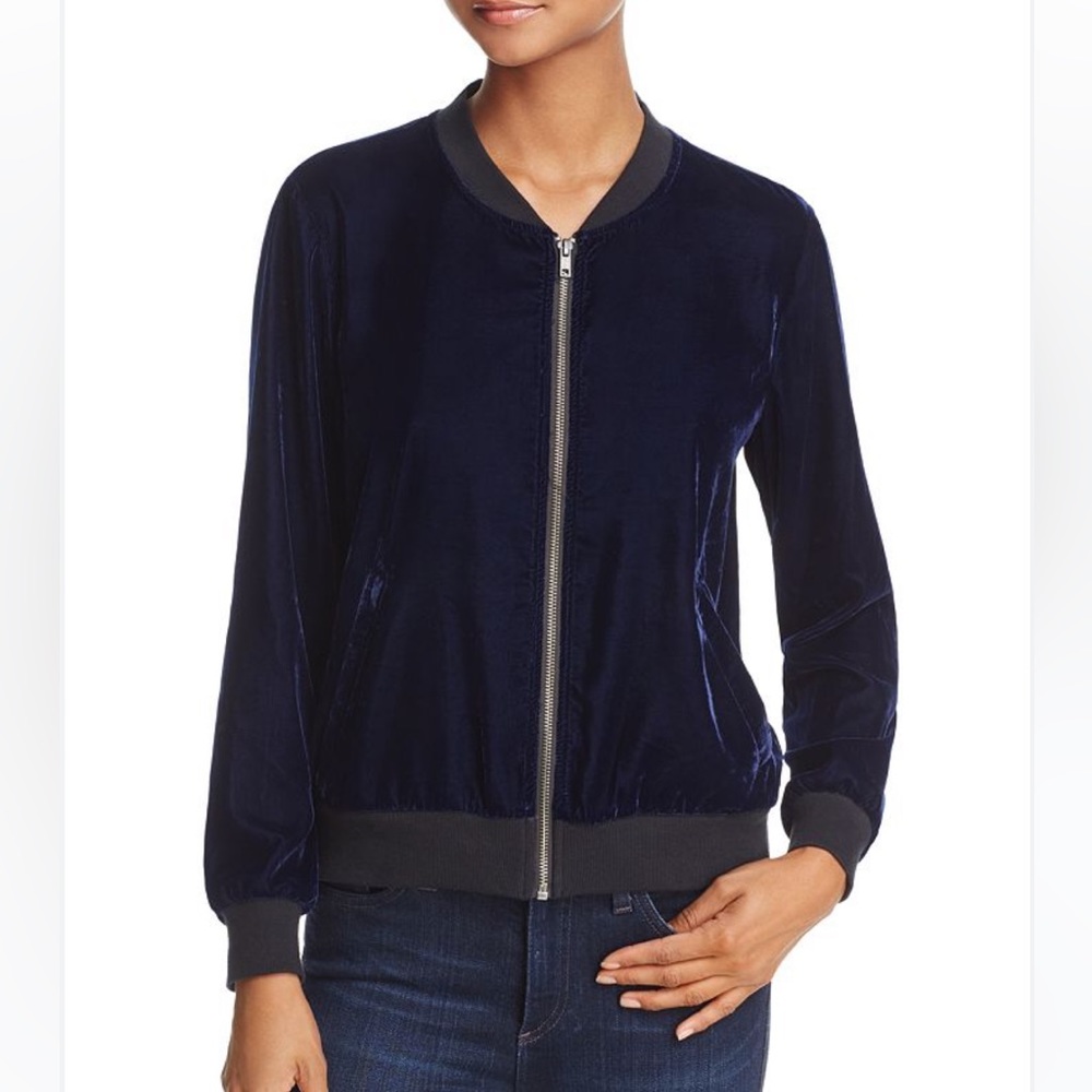Ella Moss Navy Velvet Bomber Jacket